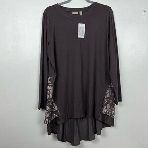 Logo by Lori Goldstein New Women’s L High Low Hem Long Sleeve Stretchy Tunic Top
